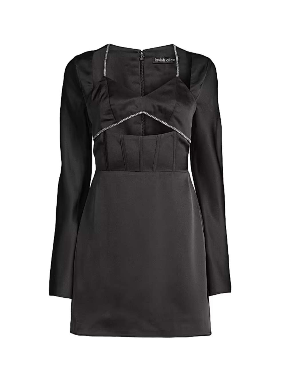 NWT Lavish Alice Black Long Sleeve Cutout Mini with Crystal Trim